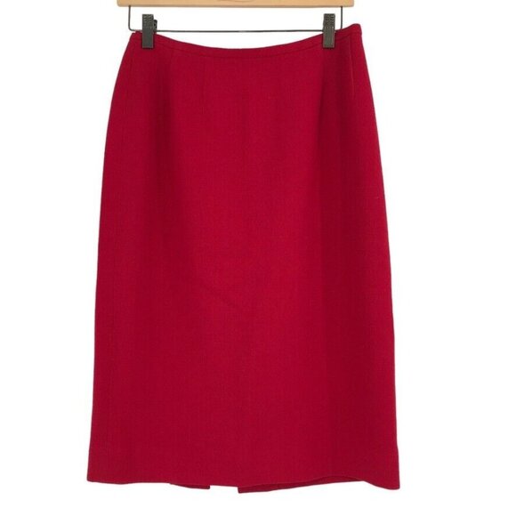 Carlisle Skirt Womens Red Zip 100% Wool Pencil  Knee Length lined size 8 - Picture 1 of 4